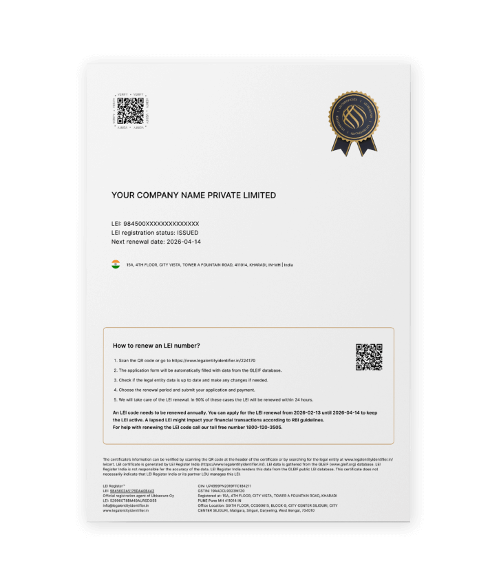 Free LEI Certificate